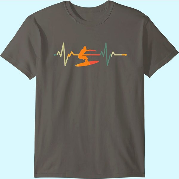 Surf Surfer Gift Heartbeat Waves Surfing T Shirt-image