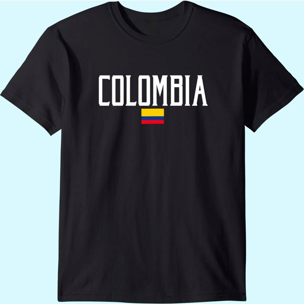 Colombia Flag Vintage White Text T-Shirt-image