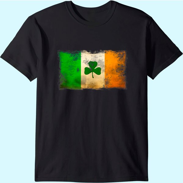 Distressed Ireland Flag Shamrock Vintage Irish Flags T Shirt-image