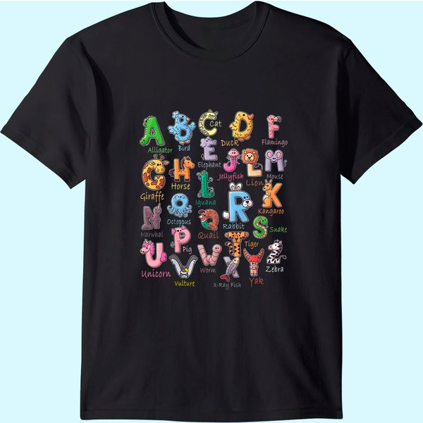 Alphabet Learning Tee The World's Animal Species Kids T-Shirt-image