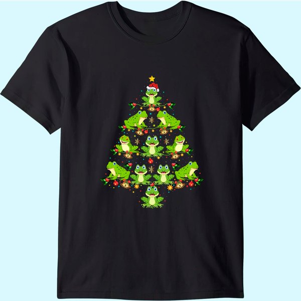 Frog Christmas Tree Gift Christmas Frog T-Shirt-image