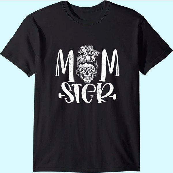 Momster Salty Skull Family Halloween Mom Of Monsters T-Shirt-image