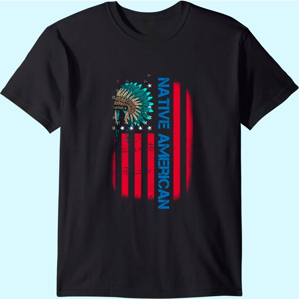 Native American Day Vintage Flag Usa T-Shirt-image