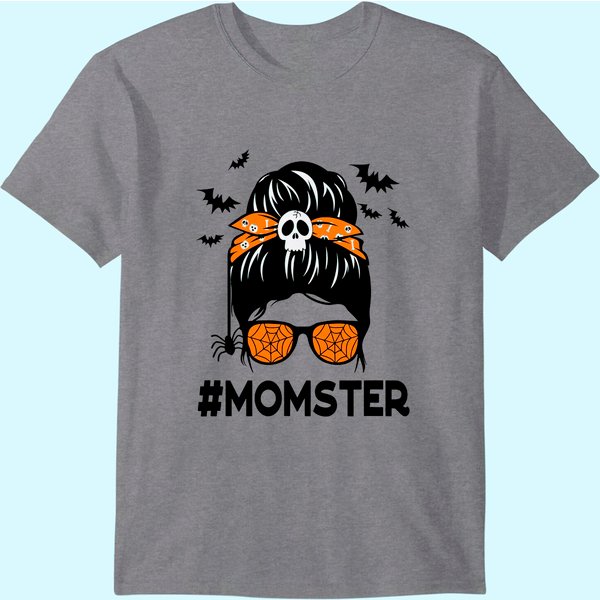 Messy Bun Mom Halloween Funny Momster T-Shirt-image