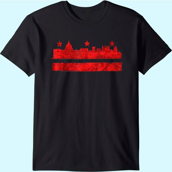 Vintage Skyline Washington Dc Flag Cities Usa Pride T Shirt-image
