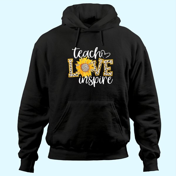 Teach Love Inspire Cute Sunflower Leopard Cheetah Print Gift Hoodie-image