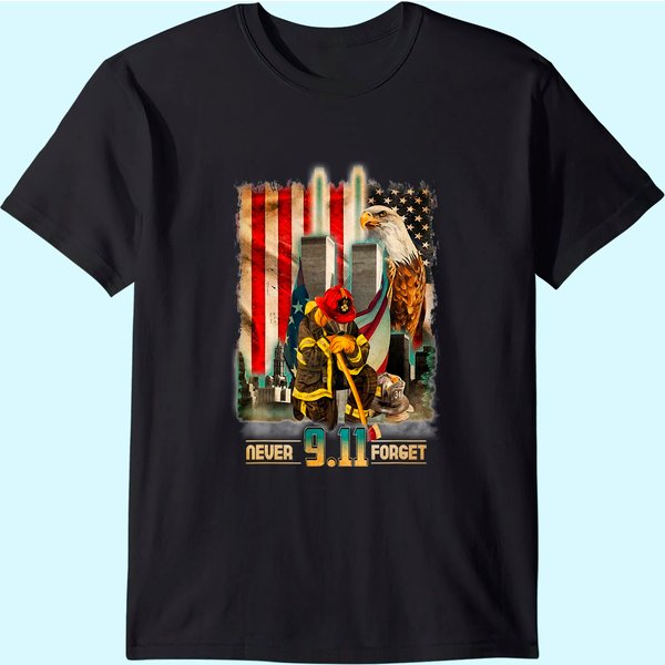 Never Forget 9-11-2001 20Th Anniversary Firefighters T-Shirt-image