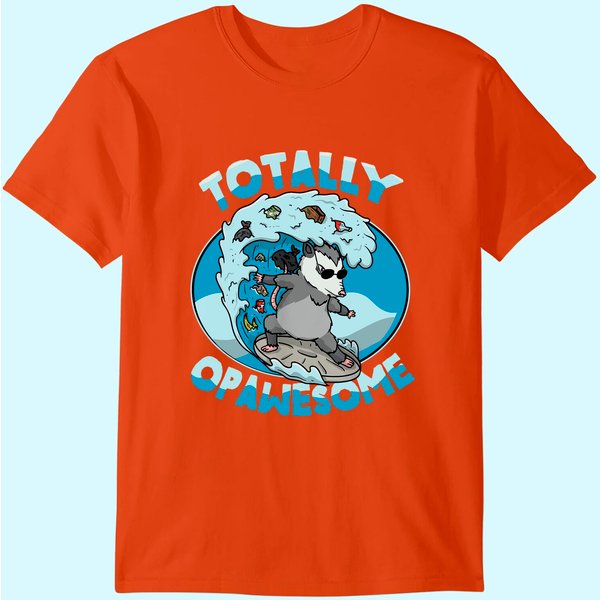 Funny Opossum Possum Totally Opawesome Surfing T-shirt