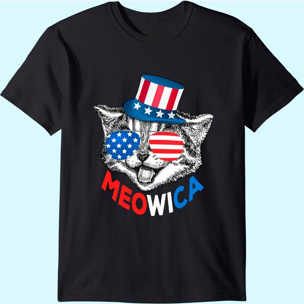 Meowica American Flag T Shirt-image