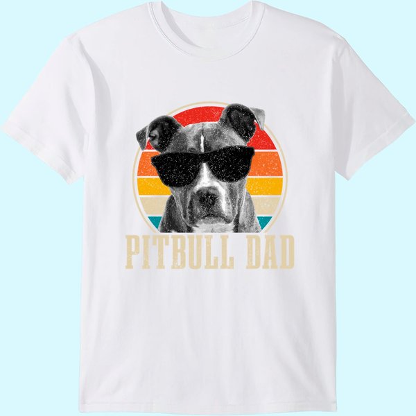 Pitbull Dad Vintage Sunglasses Owner T Shirt-image