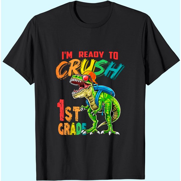 Kids I'm Ready To Crush 1Rd Grade Dinosaurs Back To School T Shirt-image