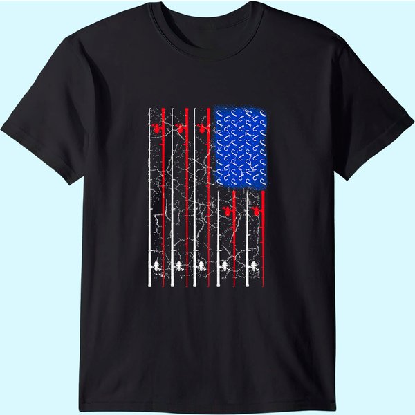 American Us Flag Fishing Rod Shirt, Fisherman Top For Him T-Shirt-image