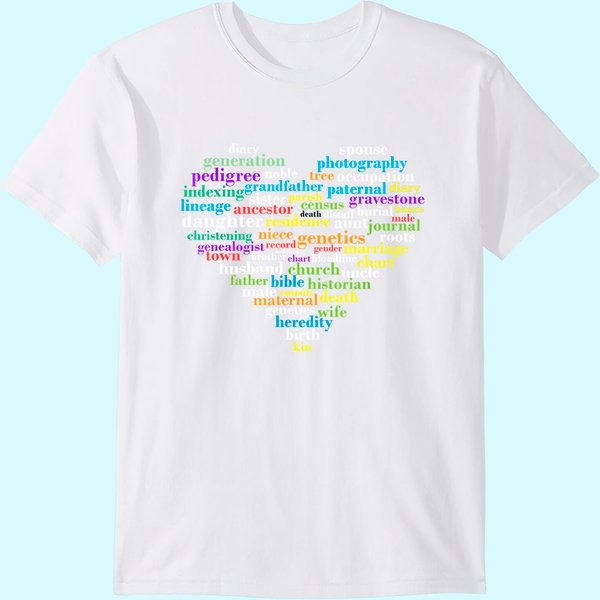 Genealogy Heart Genealogist Ancestor Ancestry Family Gift T-Shirt-image