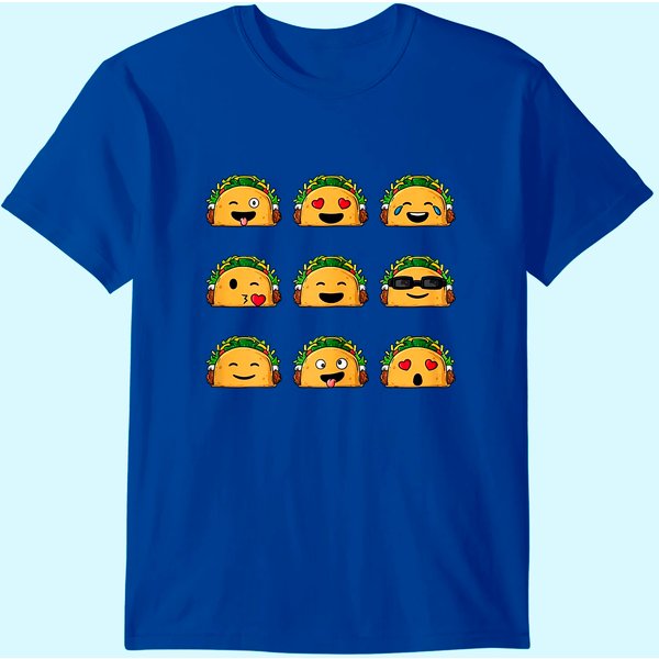 Tacos Emojis Cinco De Mayo Funny Emoticons Boys Girls Kids T-Shirt-image