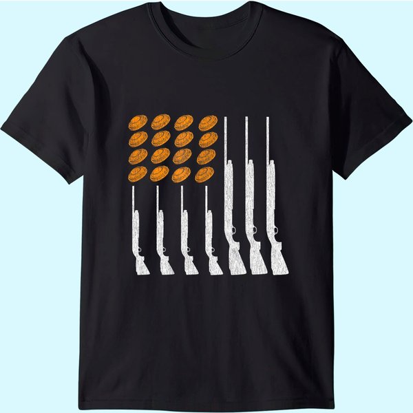 Clay Target Shooting Trap Skeet American Flag Patriotic T Shirt-image
