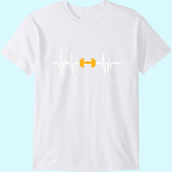 Barbell Weightlifting Heartbeat Bodybuilding T Shirt-image