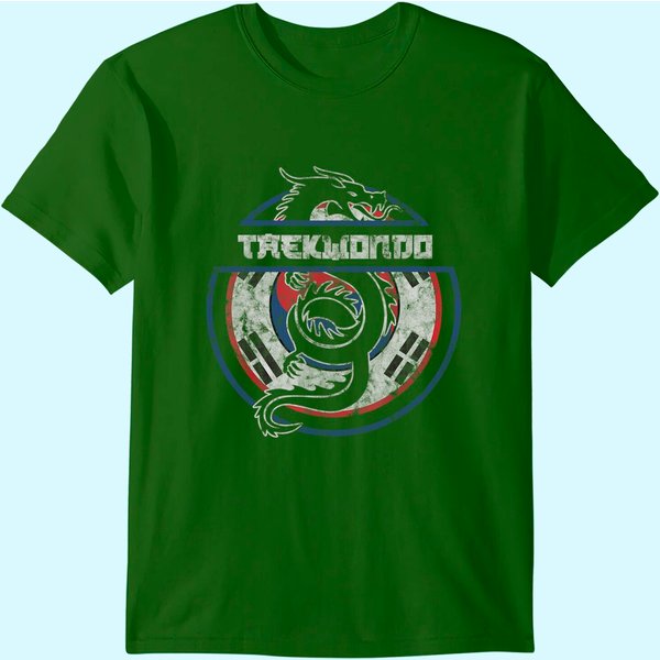 Taekwondo Martial Arts Gift Dragon Korean Flag T Shirt-image