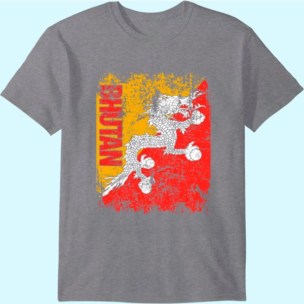Bhutan Flag Vintage Distressed T Shirt-image