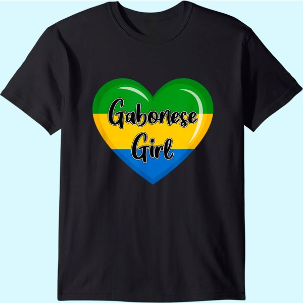 Gabon Flag Shirt For Women Gabonese Girl T-Shirt-image