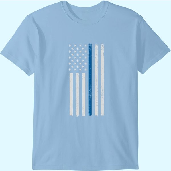 American Flag Thin Blue Line Police Support Lives Matter Us T-Shirt-image
