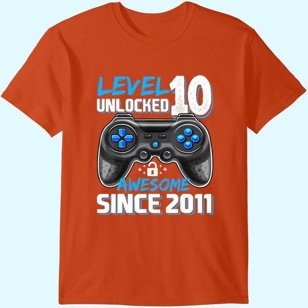 Level 10 Unlocked Awesome Video Game Gift T-Shirt-image