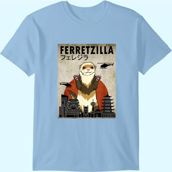 Ferretzilla, Vintage Ferret Japanese Sunset Style T-Shirt-image