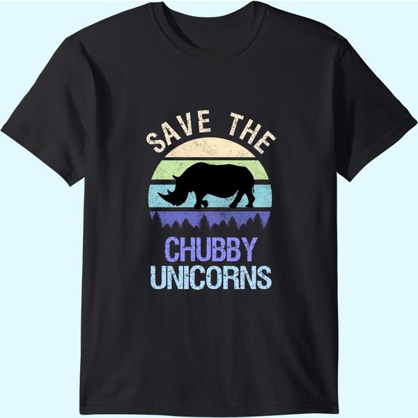 Vintage Sunset Save The Chubby Unicorns Fat Rhino T Shirt-image
