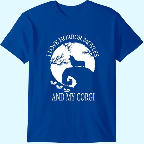 I Love Horror Movies And My Corgi T-Shirt-image