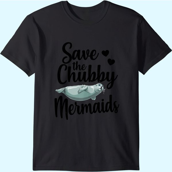Save The Chubby Mermaids Funny Ocean Animal T-Shirt-image