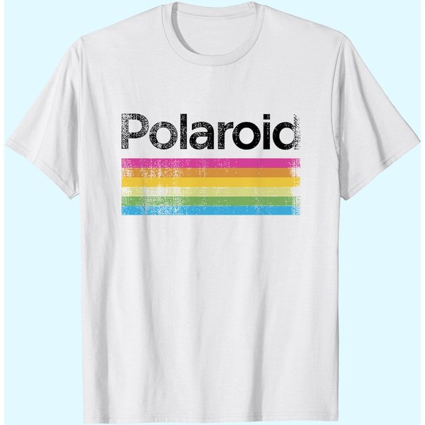 Men's Classic Polaroid Logo Vintage Style Rainbow T-Shirt-image