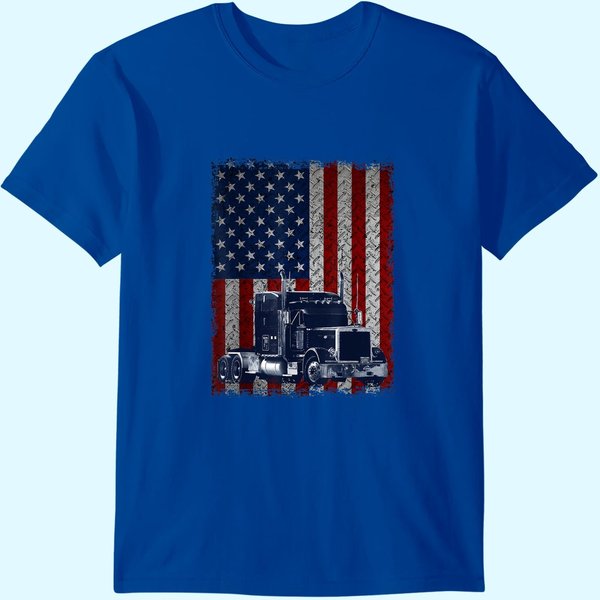 Truck Driver American Flag T Shirt-image