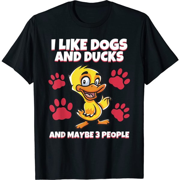 Funny I Like Dog And Ducks And Maybe 3 People Duck T-Shirt-image