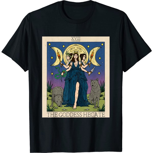 Hecate Triple Moon Goddess Hekate Wheel Witch Tarot Card T-Shirt-image