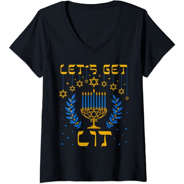 Let's Get Lit Hanukkah Shirt Jew Menorah Jewish Chanukkah T-shirt
