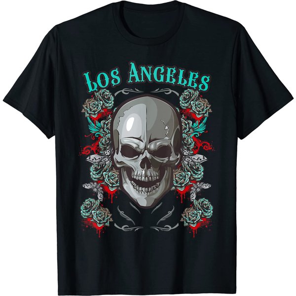 Los Angeles Skull Pirate Skeleton T-Shirt-image