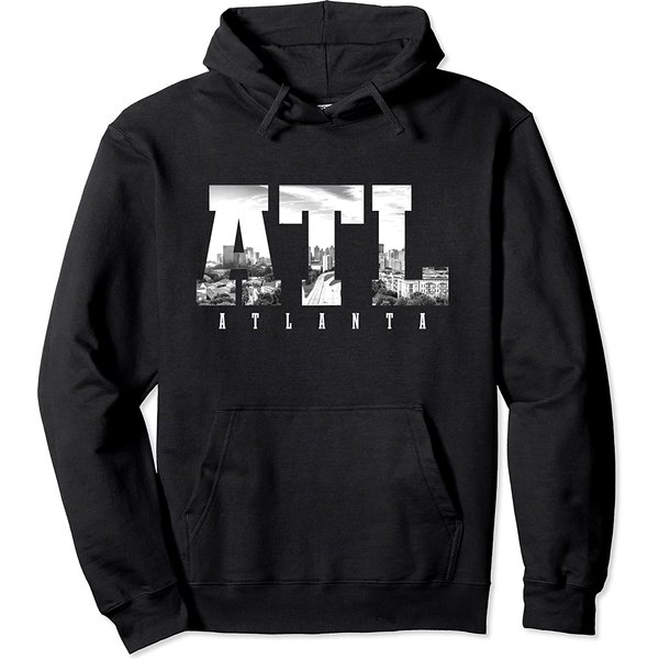 Atl Atlanta Skyline Pride Black & White Vintage Georgia Pullover Hoodie-image
