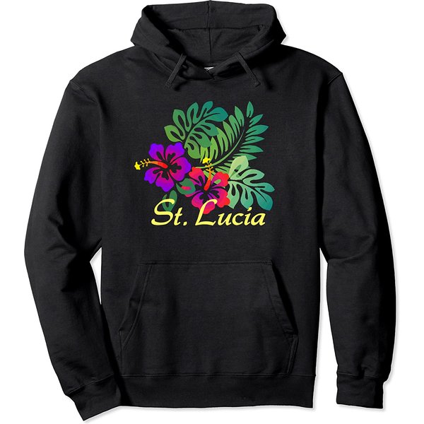 St. Lucia Beach Tropical Flower Surf Vacay Pullover Hoodie-image