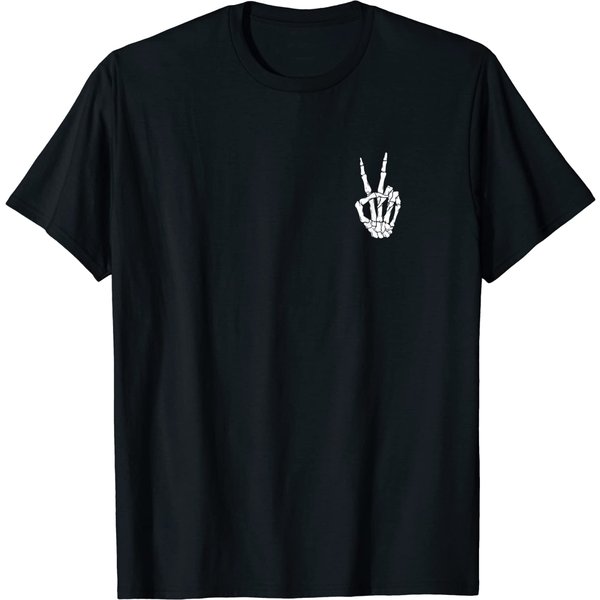 Peace Sign Skeleton Hand T Shirt-image