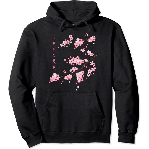 Vintage Sakura Cherry Blossom Japanese Graphical Art Hoodie