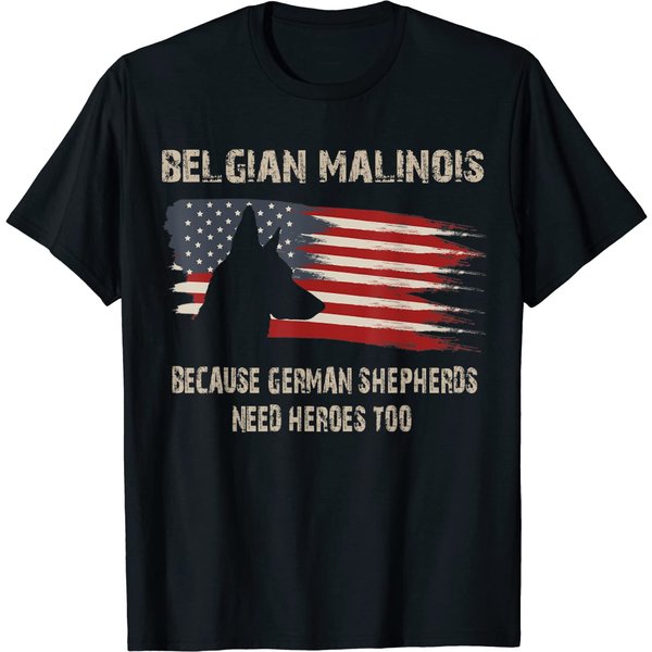 Belgian Malinois American Flag T Shirt-image