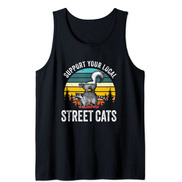 Support Local Street Cats Raccoon Sunset Tank Top-image