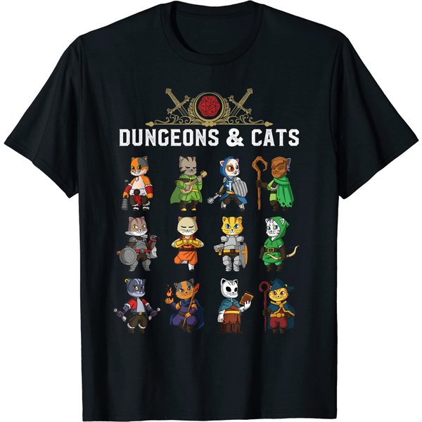 Adventurer Cats Fantasy Tabletop Roleplaying Gamer T-Shirt-image