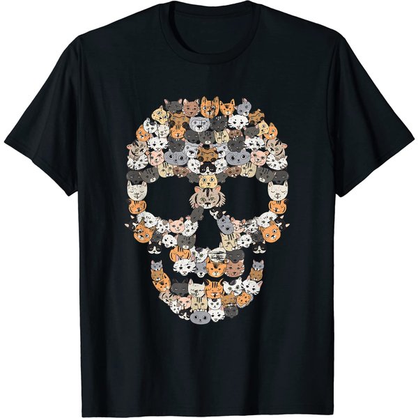 Kitten Skull Creepy Feline Skeleton - Horror Cat Lover T-Shirt-image
