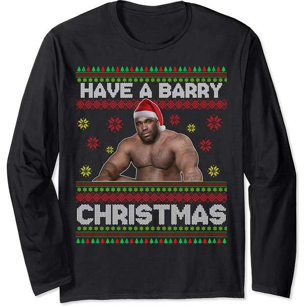 Have A Barry Christmas Funny Barry Wood Meme Ugly Christmas Long Sleeve Sweatshirt-image