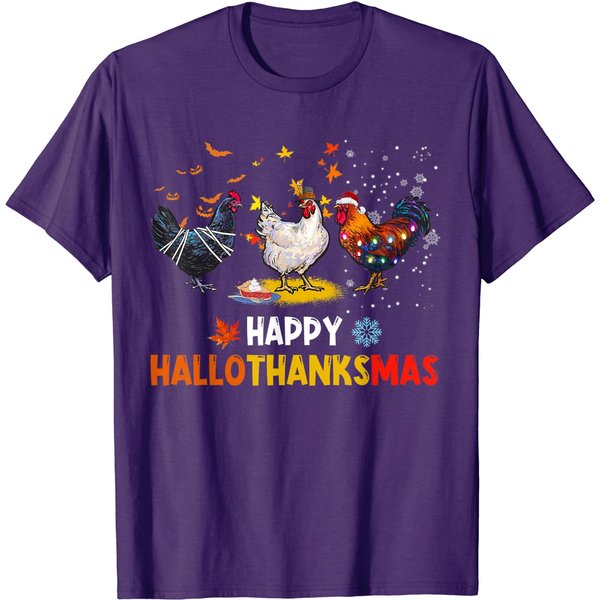 Chicken Halloween Happy Hallothanksmas Autumn Thanksgiving T-Shirt-image