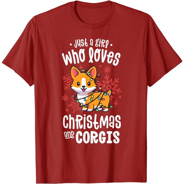 Corgi Pajamas Dog Just A Girl Who Loves Corgis Xmas T-Shirt-image
