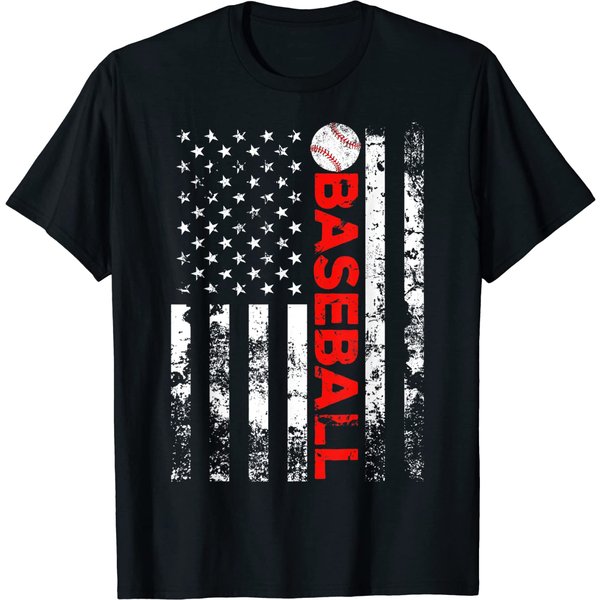 American Flag Baseball Team T-Shirt-image