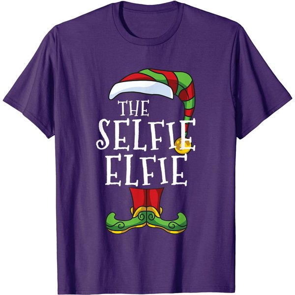 Selfie Elfie Elf Family Matching Christmas Group Pajama T-Shirt-image