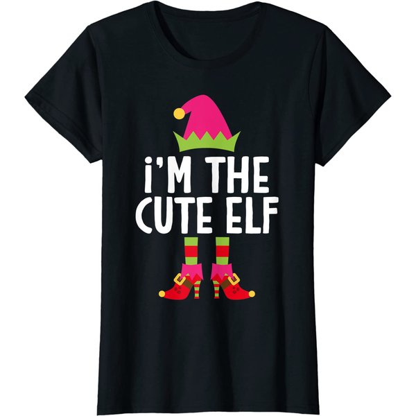 I'm The Cute Elf T-Shirt Matching Christmas Costume T-Shirt-image