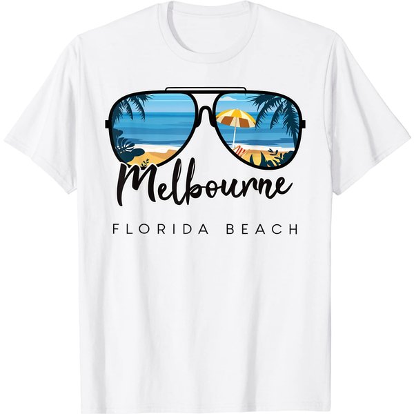 Palm Tree Types Florida T-Shirt Melbourne Beach Sunglasses Souvenir-image